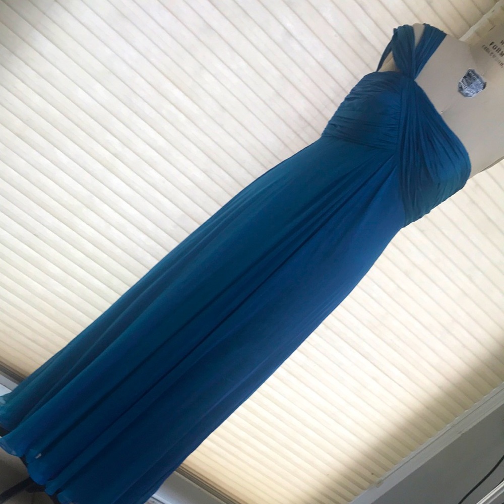 Carmen Marc Valvo blue chiffon dress size 8 - Picture 2 of 8